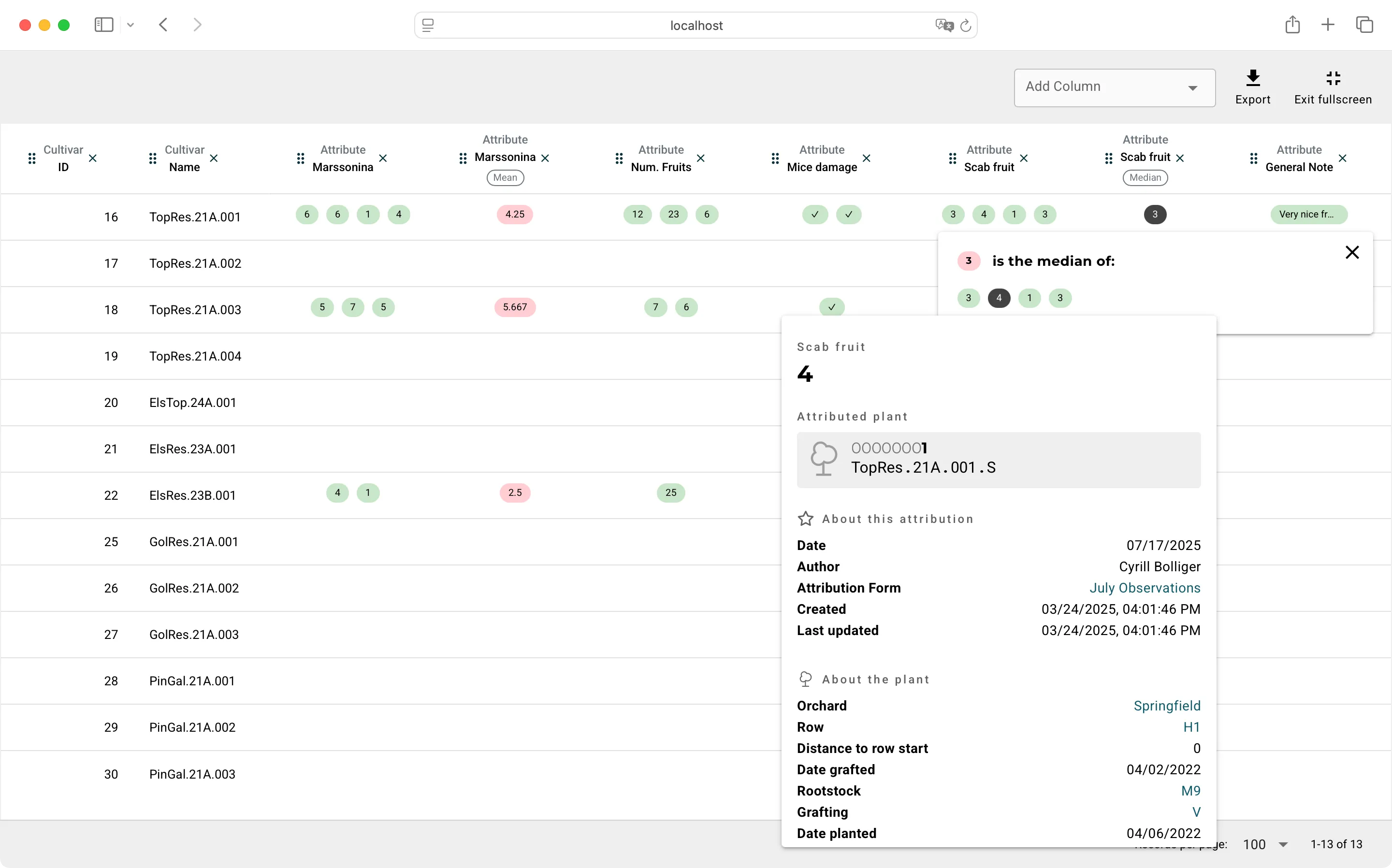 Screenshot of BreedersDB: Analyze Data